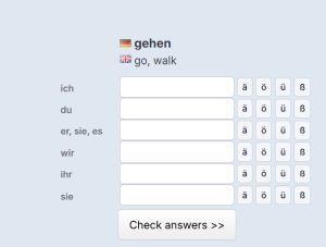 Screenshot esercizi di coniugazione